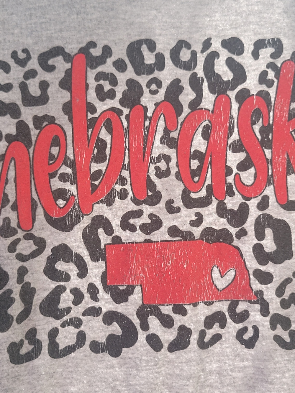 District Nebraska T-shirt women's Small Animal Print cotton blend Soft Huskers